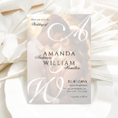 モダンエレガント名前スクリプト写真ウェディング 招待状