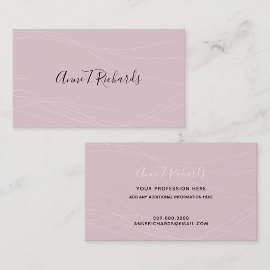 モダンエレガント名淡い色の – ピンク 名刺 (正面/裏面)
