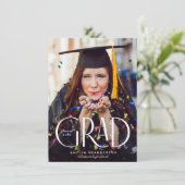 モダンエレガント型卒業写真予算 招待状 (スタンド正面)