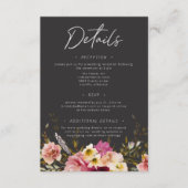 モダンエレガント夏の草地フローラブラック結婚ズ エンクロージャーカード (正面)