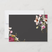 モダンエレガント夏の草地フローラブラック結婚ズ 出欠カード (裏面)