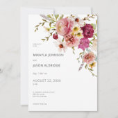 モダンエレガント夏の草地フローラホワ結婚イト 招待状 (正面)