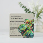 モダンエレガント多肉 招待状 (スタンド正面)