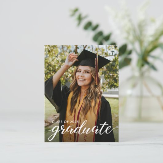 モダンエレガント大学院のカスタム写真 インビテーションポストカード (スタンド正面)