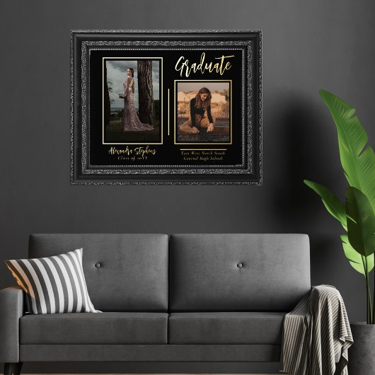 モダンエレガント大学院の文字2枚 箔ポスター