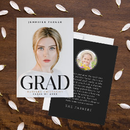モダンエレガント大学院フォトポートレート名ブラック 案内状