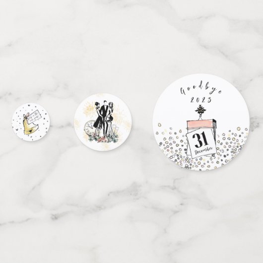 モダンエレガント大晦日パーティー表 コンフェッティ (裏面)