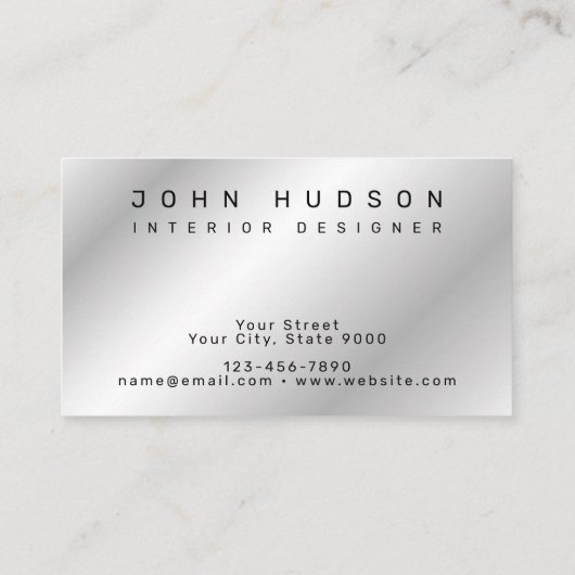 モダンエレガント大理石シルバーとラインテンプレート 名刺 (裏面)