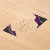 モダンエレガント大理石結婚の アクリル招待状 (レイダウン)