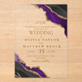 モダンエレガント大理石結婚の アクリル招待状 (正面)