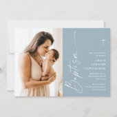 モダンエレガント少年写真洗礼 招待状 (正面)