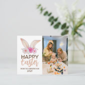 モダンエレガント恵みハッピーイースター シーズンポストカード (スタンド正面)