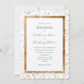 モダンエレガント感じ金ゴールド結婚フローラ 招待状 (正面)