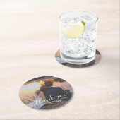 モダンエレガント感謝していの写真結婚の脚本 ラウンドペーパーコースター (インサイチュ)