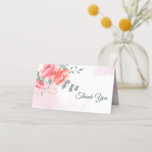 モダンエレガント感謝してい赤面ピンクの水色 プレイスカード (正面)