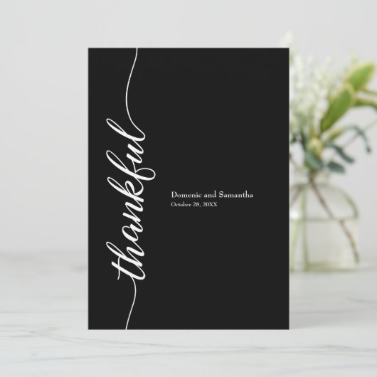 モダンエレガント感謝パーソナライズされた結婚の サンキューカード (スタンド正面)