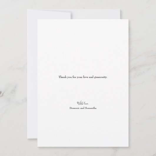 モダンエレガント感謝パーソナライズされた結婚の サンキューカード (裏面)