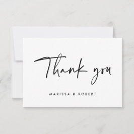 モダンエレガント手書きスクリ結婚プト サンキューカード