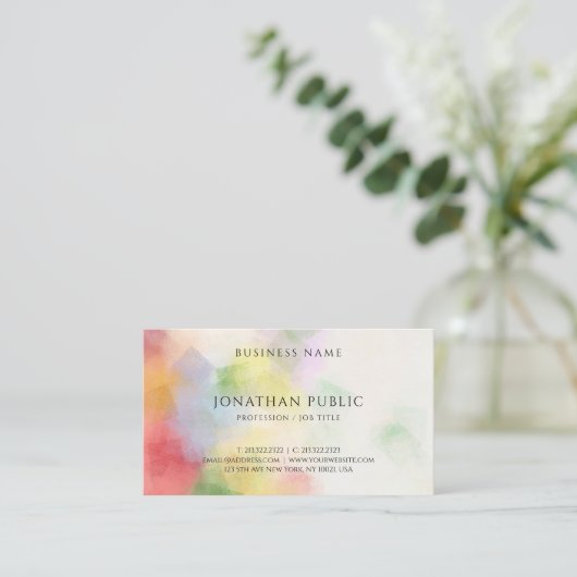 モダンエレガント抽象芸術テンプレートシンプルトレンディー 名刺 (スタンド正面)