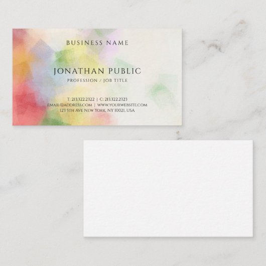モダンエレガント抽象芸術テンプレートシンプルトレンディー 名刺 (正面/裏面)