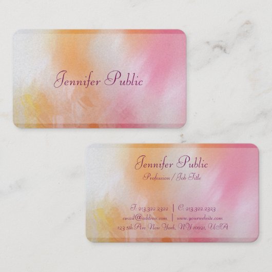 モダンエレガント抽象芸術トレンディーラグジュアカラフル 名刺 (正面/裏面)