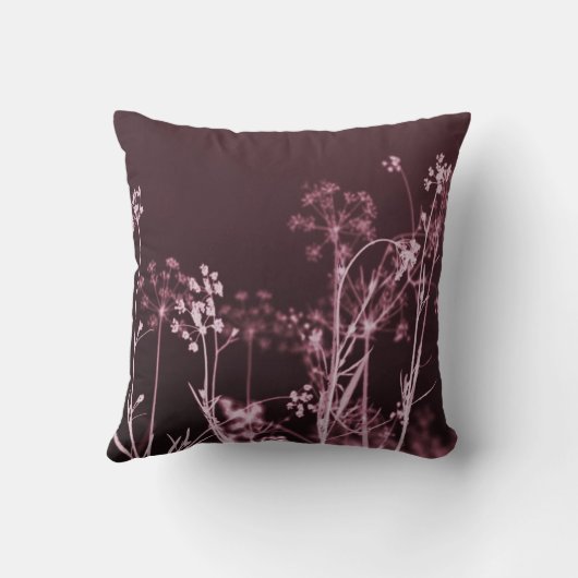 モダンエレガント抽象芸術ブルゴーニュ赤フローラ クッション (裏面)