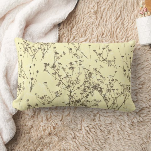 モダンエレガント抽象芸術ベージュクリームワイルドフラワー ランバークッション (ブランケット)