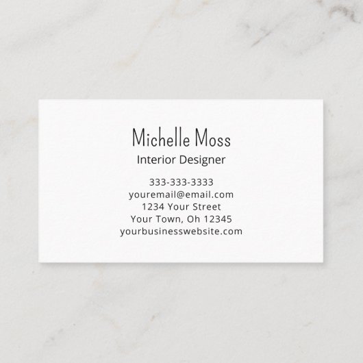 モダンエレガント抽象芸術紫インテリア設計者 名刺 (裏面)