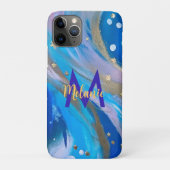 モダンエレガント抽象芸術青お洒落金ゴールド Case-Mate iPhoneケース (裏)