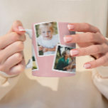 モダンエレガント数々の写真家族のピンクガーリー コーヒーマグカップ<br><div class="desc">エレガントモダンスタイリッシュ数々の写真の家族の家のデコールギフト。ピンクモダンガーリー色は変更可能。</div>