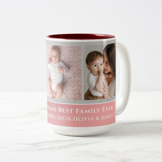 モダンエレガント数々の写真家族 ツートーンマグカップ (正面右)