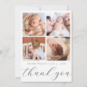 モダンエレガント数々のPhoto Collage Baby Shower サンキューカード (正面)