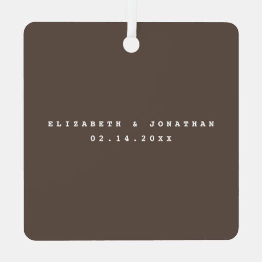 モダンエレガント新婦の写真結婚セラム メタルオーナメント (裏面)