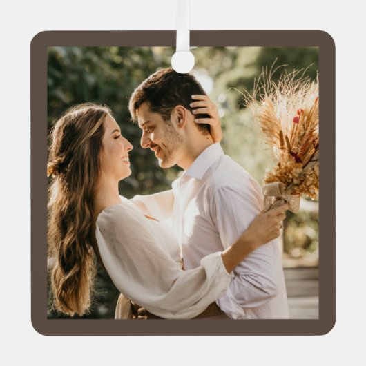 モダンエレガント新婦の写真結婚セラム メタルオーナメント (正面)