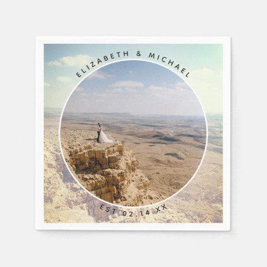 モダンエレガント新郎撮結婚影 スタンダードカクテルナプキン (正面)