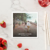 モダンエレガント新郎新婦の写真結婚 スタンダードカクテルナプキン (インサイチュ)
