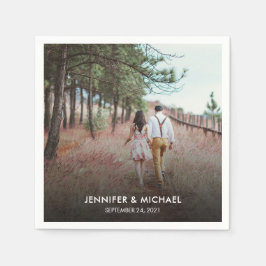 モダンエレガント新郎新婦の写真結婚 スタンダードカクテルナプキン