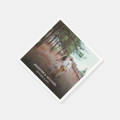 モダンエレガント新郎新婦の写真結婚 スタンダードカクテルナプキン (角)