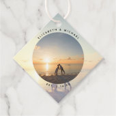 モダンエレガント新郎新婦カップル写真結婚 フェイバータグ (正面)