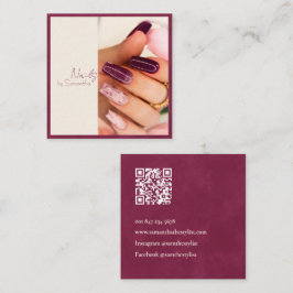 モダンエレガント明るい赤紫色 スクエア名刺