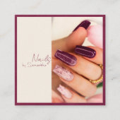 モダンエレガント明るい赤紫色 スクエア名刺 (正面)