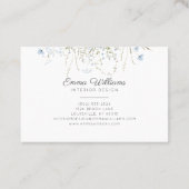 モダンエレガント春ブルーワイルドフラワーフローラ 名刺 (裏面)