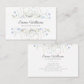 モダンエレガント春ブルーワイルドフラワーフローラ 名刺 (正面/裏面)