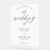 モダンエレガント書の結婚歓迎 アクリルサイン (傾斜)