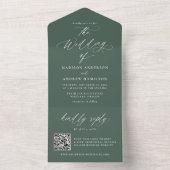 モダンエレガント書の結婚緑 オールインワン招待状 (内側)