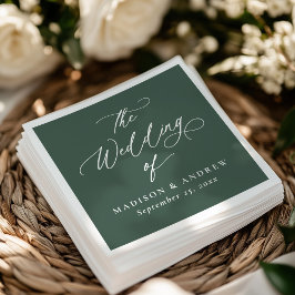 モダンエレガント書の結婚緑 スタンダードカクテルナプキン