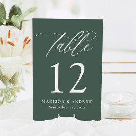 モダンエレガント書の結婚緑 テーブルナンバー