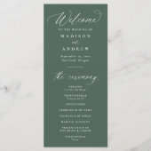 モダンエレガント書の結婚緑 プログラム (正面)