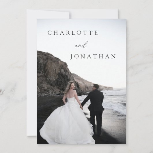 モダンエレガント書の結婚飛躍 招待状 (裏面)