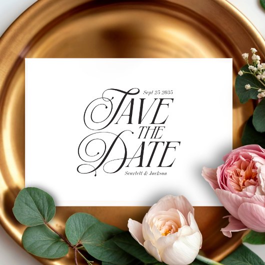 モダンエレガント書シンプル結婚 セーブザデート